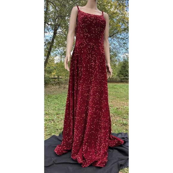 🌹 Luxe Red Sequin Evening Gown | Formal Gala Prom Dress | Size 14 - Picture 1 of 16